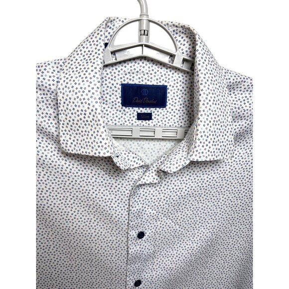 David Donahue Mens Slim Dress Shirt 17 X 34/35‎ White Purple Blue Long Sleeve - Picture 4 of 12